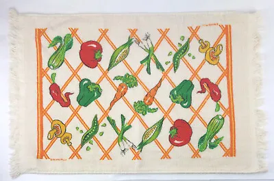 Vintage Cannon Vegetable Kitchen Hand Towel W/Fringe Retro Peppers Mushroom 70s • $11.98