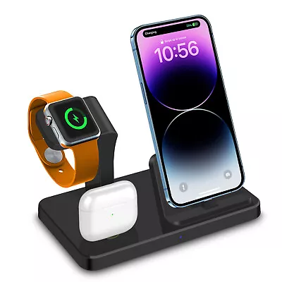 3 In1 Charger Dock Charging Station For Apple Watch 8/7/SE Air Pods IPhone 14 13 • £13.99