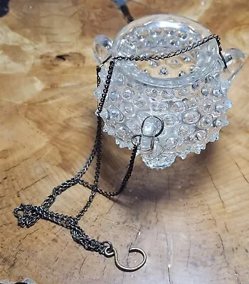 Antique/VTG HOBNAIL GLASS HANGING CANDLE HOLDER 5 T 5  Round • $32.59