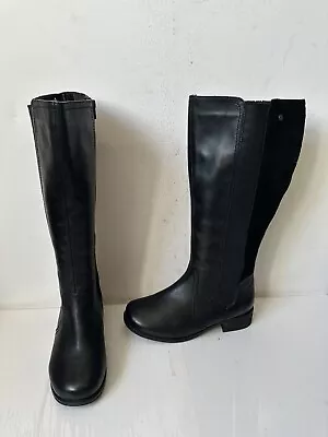 Padders Myra  Black Leather Boots Size UK 6 EU 39 Extra Wide Fit • £45