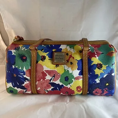 $84.99 • Buy Dooney And Bourke White Floral Barrel Bag Watercolor Purse Flower, Gently Used ￼