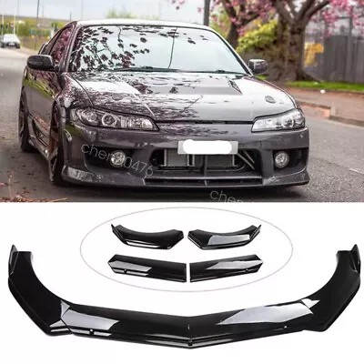 For Nissan S15 200SX Silvia Glossy Black Front Bumper Lip Splitter Spoiler Kit • $66.49