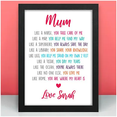 Mum Love Poem PERSONALISED Mummy Nanna Birthday Gifts From Daughter Children • £4.95