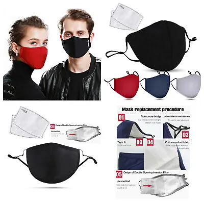 £3.60 • Buy Face Mask With PM2.5 Filter Insert.  Washable Reusable Mask. Unisex, Ladies Mens