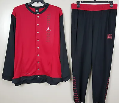 Jordan Xi Retro 11 Basketball Track Suit Jacket + Pants Set Black Red (size 2xl) • $143.99