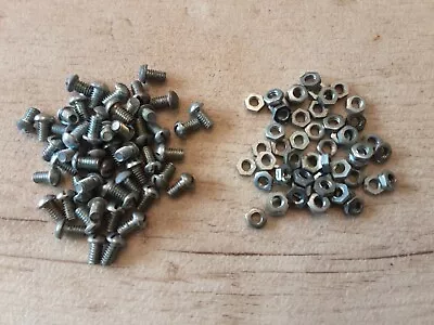 Meccano #37 X 50 Org Zinc Nuts & Bolts Round Slot Head Hex Nut 1980s • £4.99