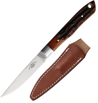 Moki Bird And Trout 2.0 Fixed Knife 3.25  AUS-8 Steel Blade Jigged Bone Handle • $186.79