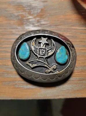 Vintage Turquoise Masonic Belt Buckle • $29.99