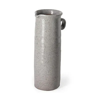 Tall Gray Speckle Decorative Ceramic Jug Tabletop Centerpiece Home Décor 12 Inch • £70.97