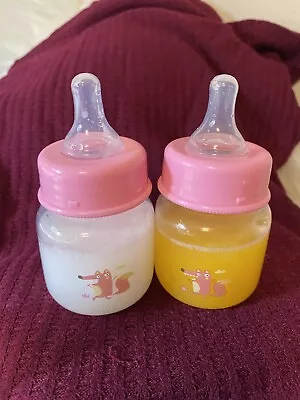 £13.62 • Buy Reborn 2 Bottles - 2oz Pink “PREEMIE NO HOLE NIPPLE” Faux Milk/OJ See Photo Size