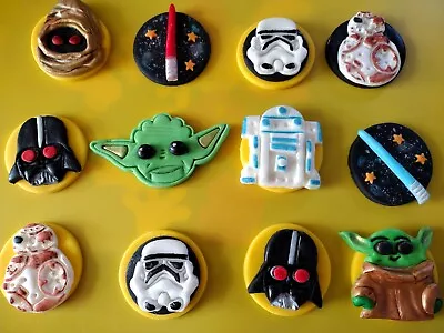 12  Edible Fondant Star Wars Cupcake Toppers Handmade To Order  • £14