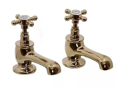 Gold Edwardian Victorian Cross Head Bath Taps Luxury • £74.99