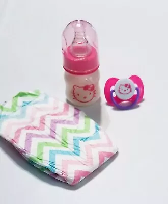 £16.55 • Buy 2oz Hello Kitty Reborn Baby Formula Bottle, Magnetic Pacifier & Diaper Set!