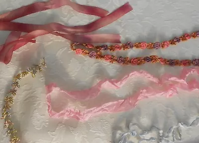 *****lovely Vintage Unused Ribbons Floral Silk Trims Embellishments***** • $14