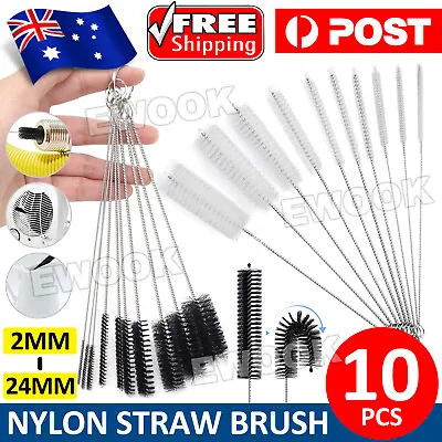 10Pcs Nylon Reusable Straw Brush Cleaner Bottle Small Long Cleaning Tube Pipe • $5.35