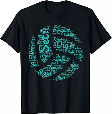 Volleyball Girl Woman Kids Teen Girl Blue Teal Word T-Shirt • $16.99