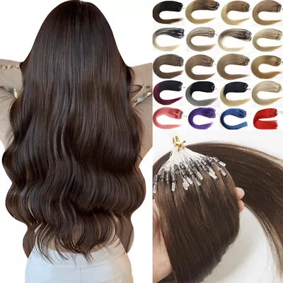 Micro Beads Link Human Hair Extensions Micro Loop Ring Remy Real Thick Hair 1g/s • $26.04