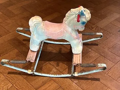 Vintage Wonder Pony Rocking Spring Horse Ride Toy Kids Western Cowgirl Pink Blue • $89.99