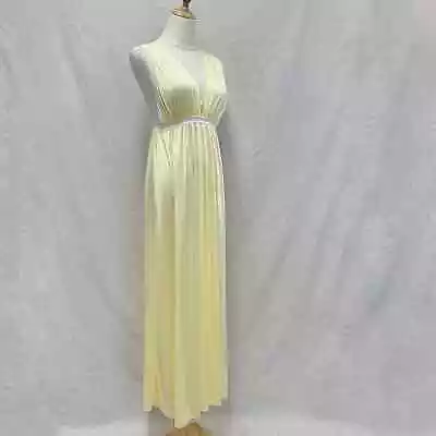 Lorraine Lingerie Vintage 70s Pale Yellow Grecian Maxi Length Nightgown Small • $45