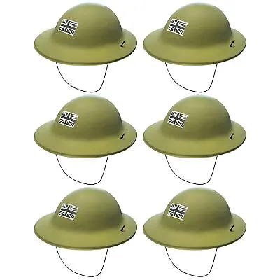 X 6 Green Army Soldier Helmets Fancy Dress Accessories Ve Day Military Props • £9.99