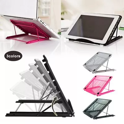 Adjustable Laptop Stand Folding Portable Mesh Desktop IPad Holder Support BZ • £15.47