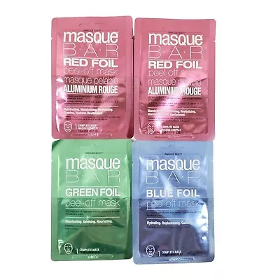 Masque Bar Peel Off Face Mask Green Blue Red Foil Lot Bundle Of 4 Hydrating Soft • $7.98