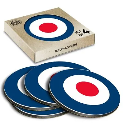 £7.99 • Buy 4 X Boxed Round Coasters - RAF Roundel Symbol Mod Retro  #215