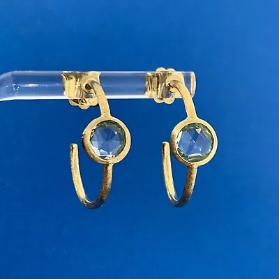 Marco Bicego 18K Yellow Gold Blue Topaz Jaipur Open Hoop Earrings • $925