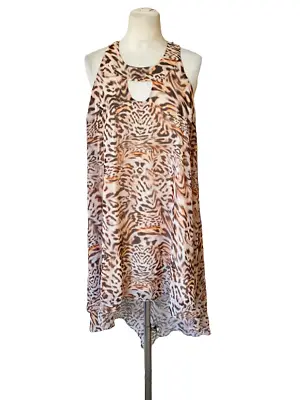 Jane Norman Dress London Animal Print Blouse High Low Dress  Size 10 • £5