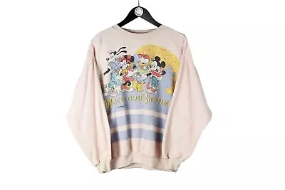 VINTAGE DISNEY SWEATSHIRT SIZE S Pink 90s Retro Crewneck Cartoon Mickey Mouse • $45