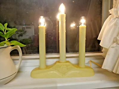 Christmas Window 1 Triple Candle Lights Candolier Candelabra Plastic Vintage  • $12