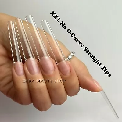 XXL XXXL No C Curve Coffin Square Stiletto Acrylic Nail Tips Fast Shipping • $13.64