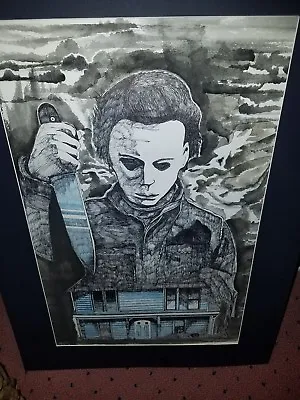 Stunning Pen Drawing Signed Lower Left Holloween Michael Myers  • $350