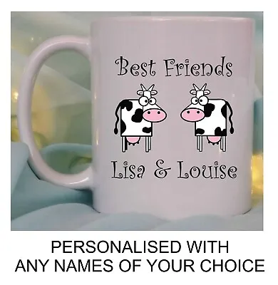 Personalised Friends Gift Funny Cows Mug Friendship Birthday Christmas Bff Girls • £10.95