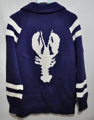 J. Crew Lobster Sweater-Jacket Full Zip Knit Indigo Blue MEDIUM AN602 NWT '20 • $249.99