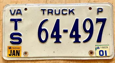 2001 Virginia Truck Commercial License Plate   Ts 64 497   Va 02 • $8.99