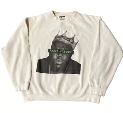 Brooklyn Mint Notorious BIG Biggie Trust Nobody White Crewneck Sweatshirt Large • $17.95