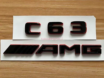 Black RED Number Letters Rear Trunk Badge Emblem For Mercedes Benz C63 AMG • $37.99