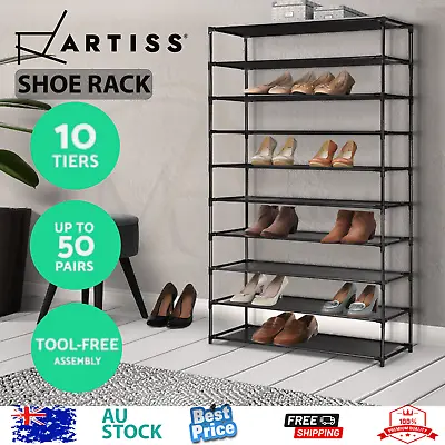 $22.95 • Buy Artiss Shoe Rack 10 Tier Shelves Shoes Cabinet Storage 50 Pairs Steel Stand AU
