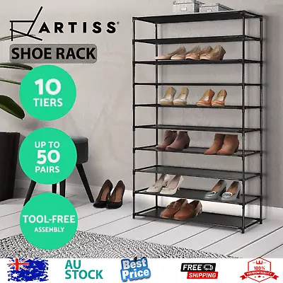 $22.95 • Buy Artiss Shoe Rack 10 Tier Shelves Shoes Cabinet Storage 50 Pairs Steel Stand AU