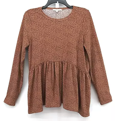 Gaze Shirt Womens Size M Brown Animal Print Long Sleeve Pullover Blouse Top • $12.35