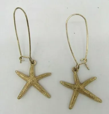 Beautiful Fashion Starfish Gold Tone Dangle Earrings 2 1/4  H - 1  H • $5.99