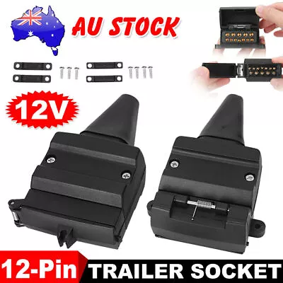 $14.45 • Buy 12 Pin Flat Trailer Socket Plug Set Connector Female & Male Caravan Camper 4WD