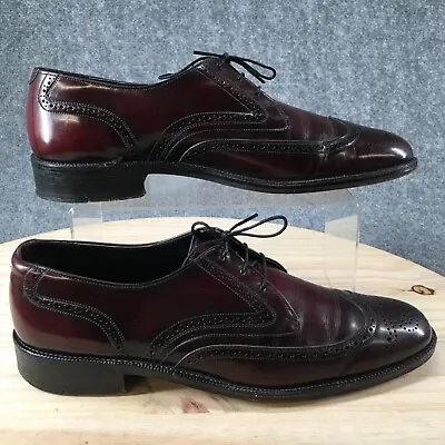 Vintage Freeman Dress Shoes Mens 10 B Wingtip Brogues Oxford Burgundy Leather • $28.79