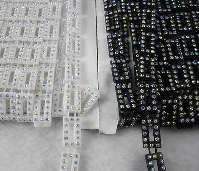 $7.98 • Buy Rectangle A Grade AB Glass Crystal 2mm Rhinestone Banding Setting Chain Applique