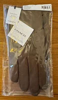 NWT COACH BASIC NAPPA LEATHER TECH TOUCH SCREEN GLOVES Dark Saddle L • $72