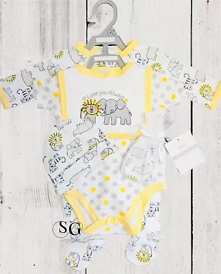 £15.99 • Buy Unisex Baby Clothing Set 0-6 Months Safari Design Newborn Baby Unisex Gift Set