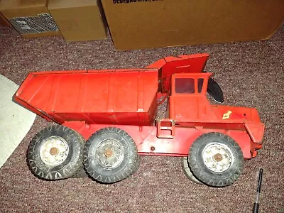 LARGE Vintage Buddy L Mack Hydraulic Dump Truck Pressed Steel Toy Red Mighty • $89.99