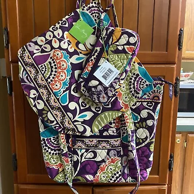 Vera Bradley Plum Crazy Villager Tote DittyBag&Wristlet NWT & NWOT • $79.99