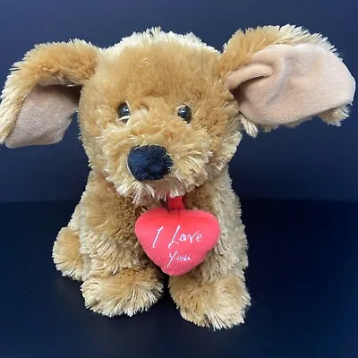 Chrisha Playful Plush Tan Brown Dog Stuffed Animal I Love You Red Heart Shaggy  • $14.99